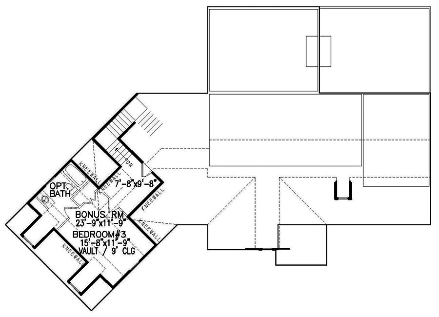 Floor Plan Second Story of Craftsman Plan #198-1030