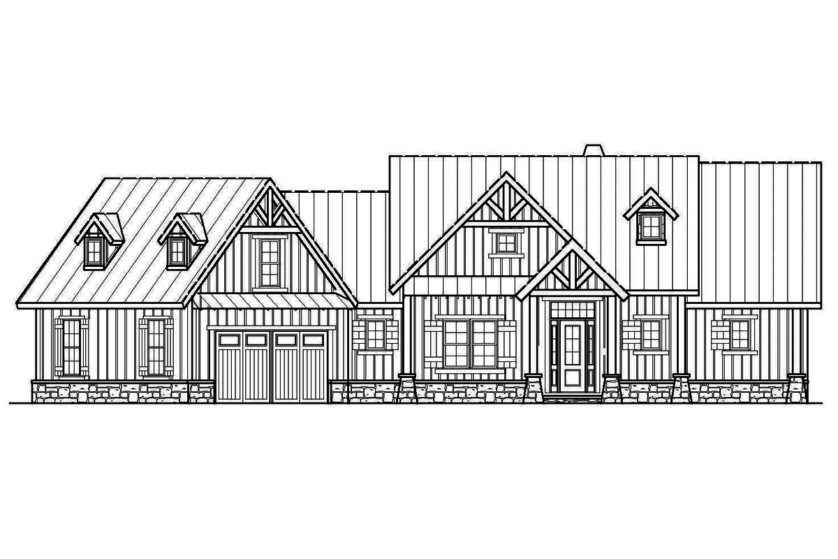 Home Plan Front Elevation of this 3-Bedroom,2399 Sq Ft Plan -198-1030