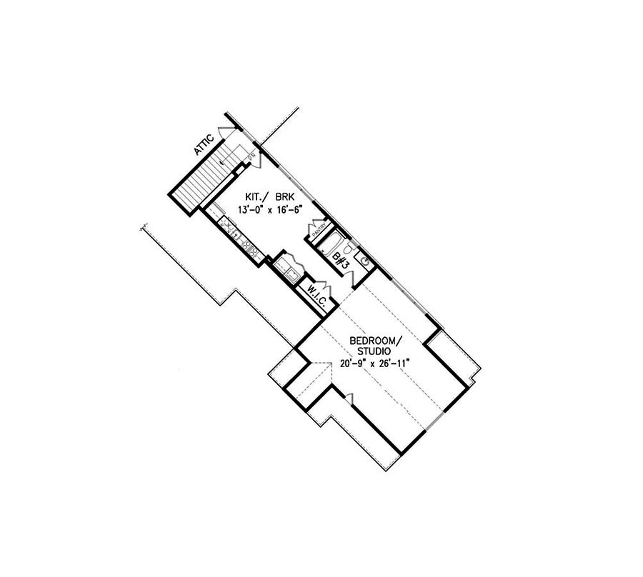 Floor Plan Second Story of European Plan #198-1032