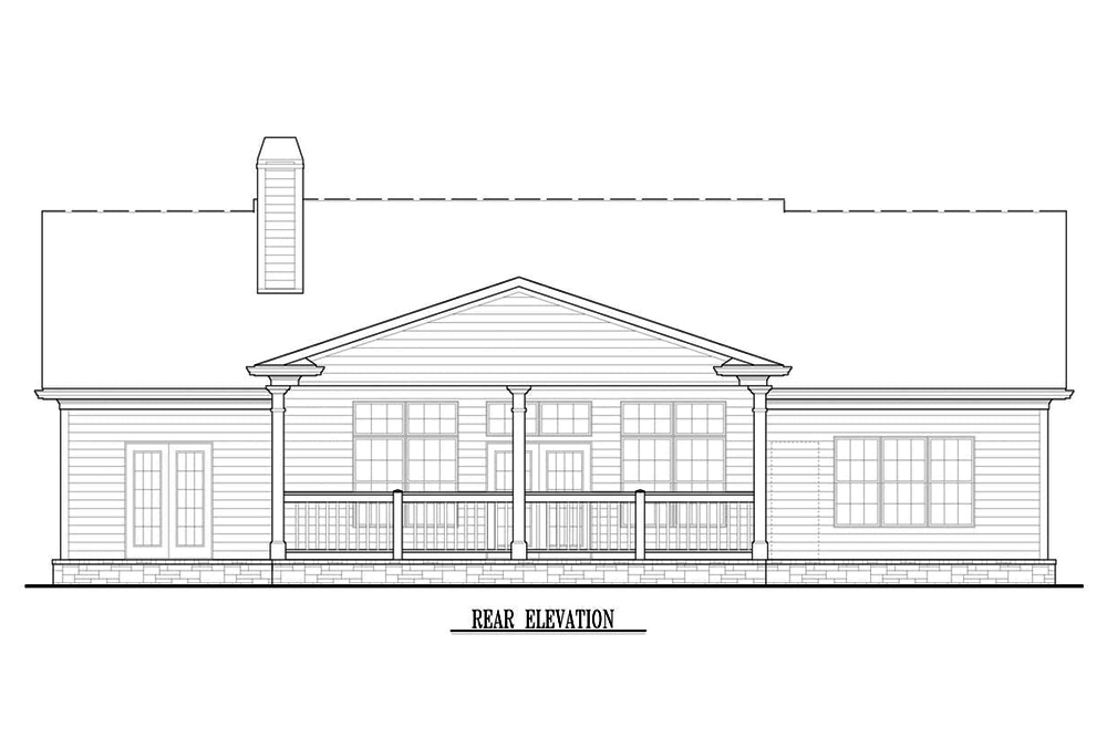 Home Plan Rear Elevation of this 3-Bedroom,1624 Sq Ft Plan -198-1033