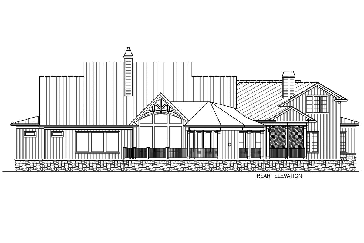 Home Plan Rear Elevation of this 3-Bedroom,3171 Sq Ft Plan -198-1036
