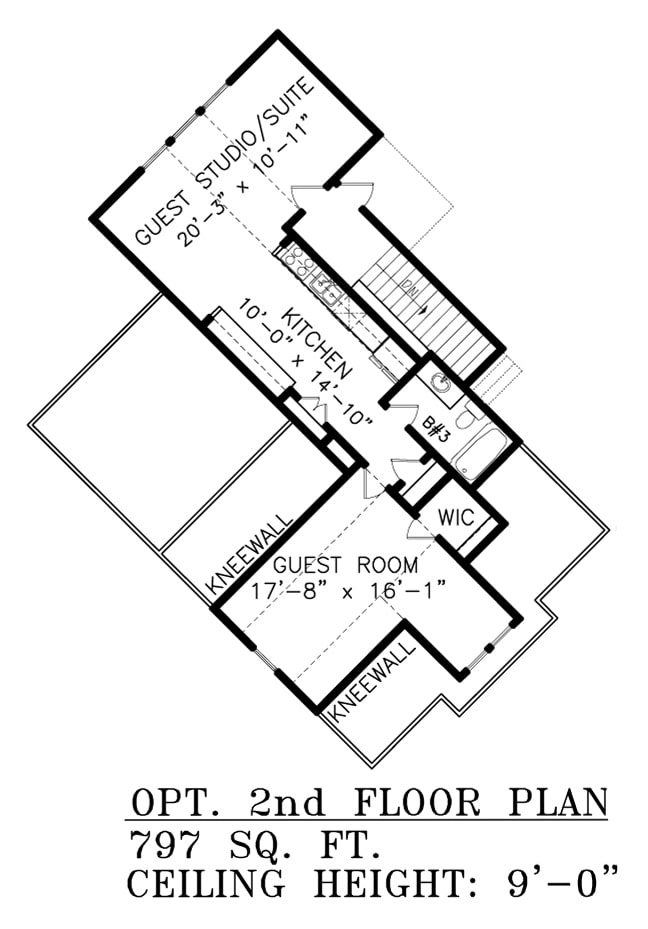 Floor Plan Upper Level of Cottage Plan #198-1036