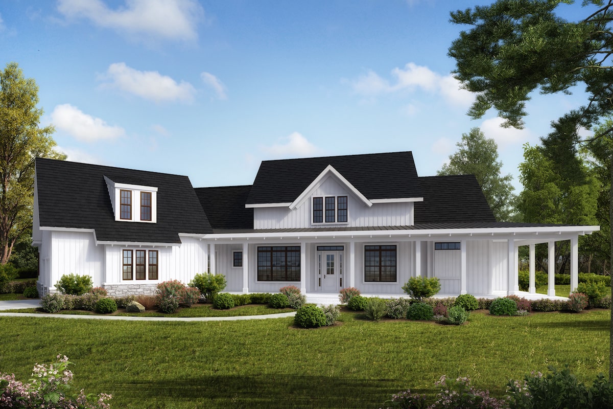 Front elevation of Cottage home (ThePlanCollection: House Plan #198-1036)
