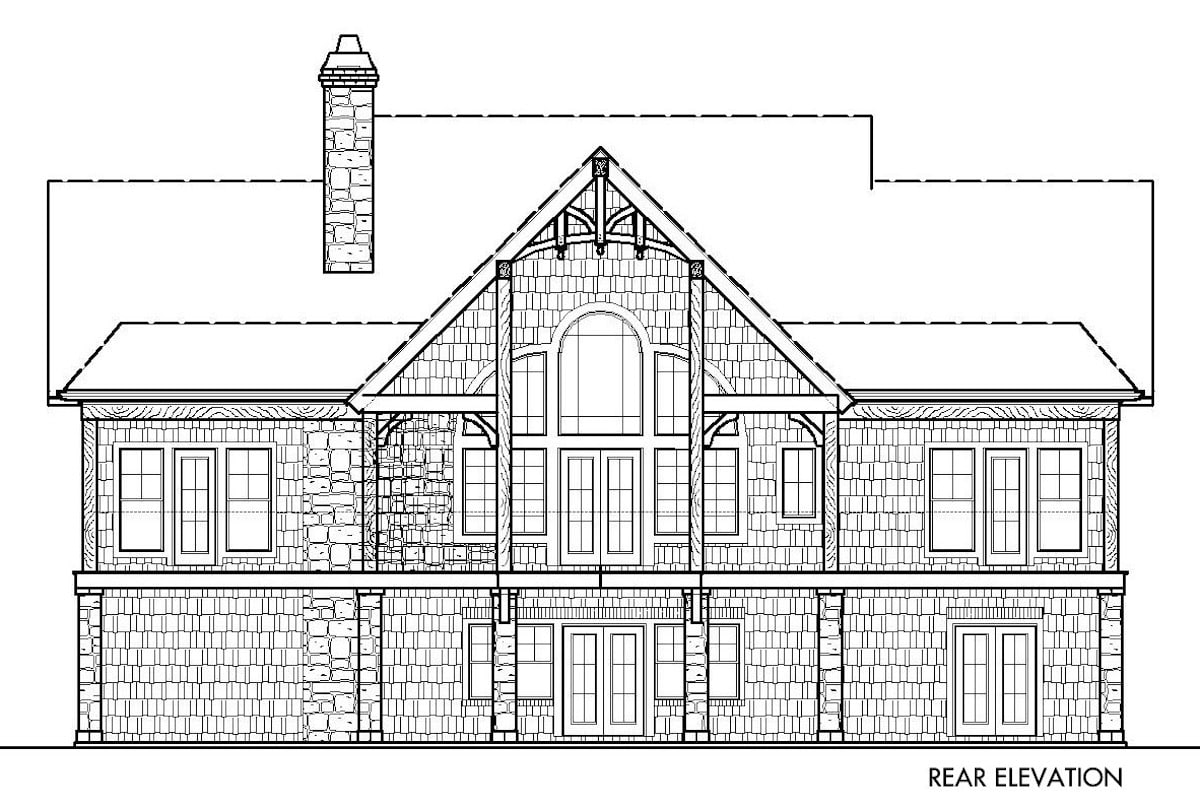 Home Plan Rear Elevation of this 2-Bedroom,1808 Sq Ft Plan -198-1037