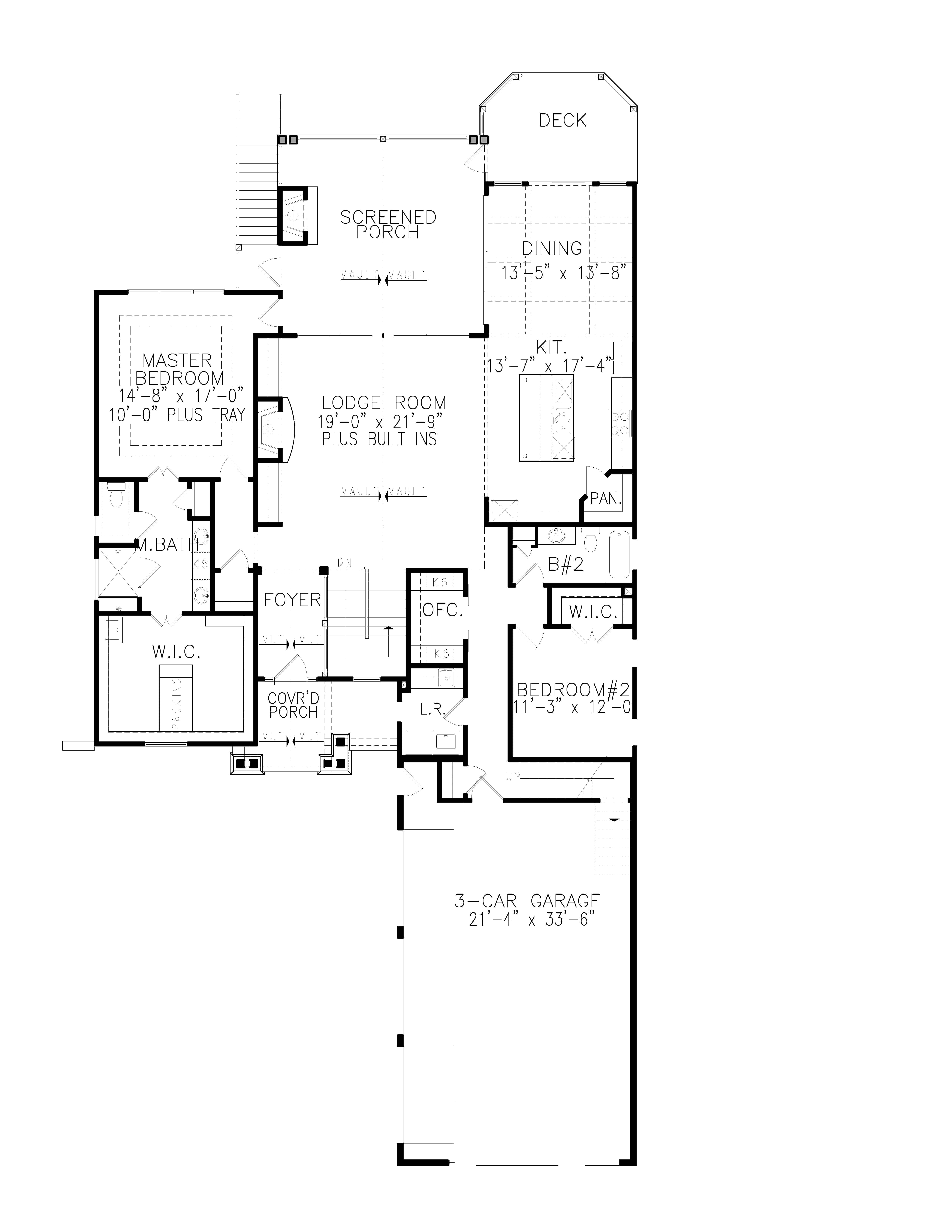 Floor Plan Main Level of Cottage Plan #198-1038