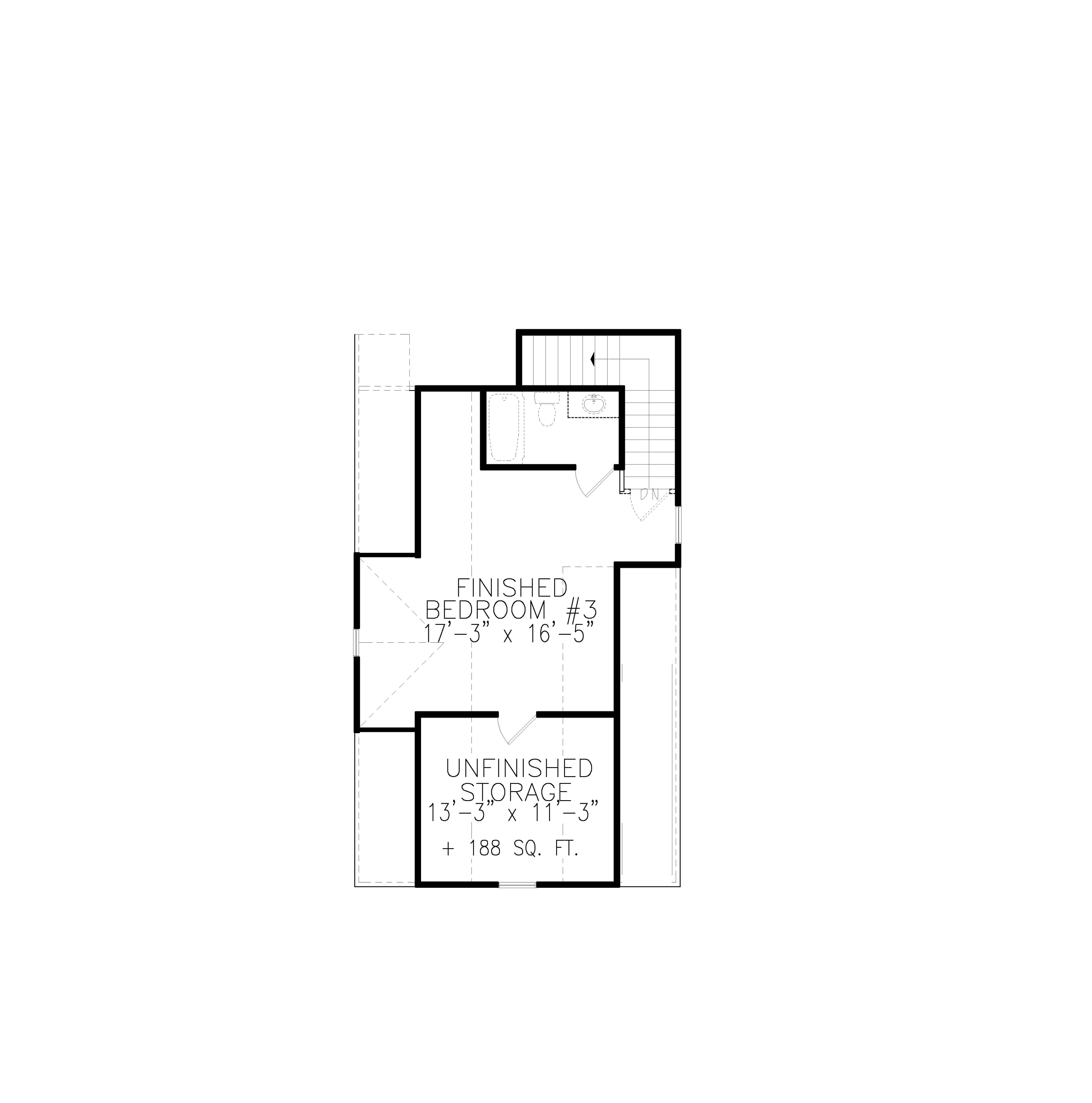 Floor Plan Upper Level of Cottage Plan #198-1038