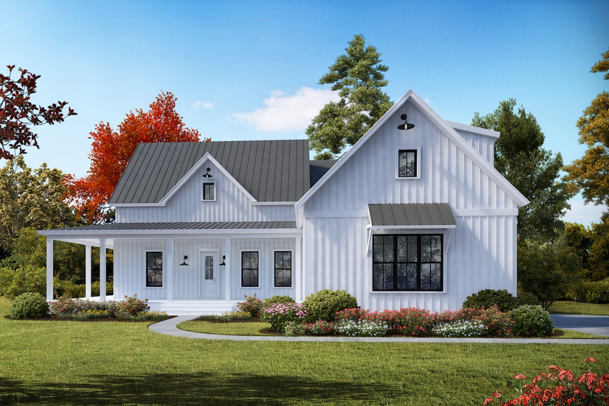 Front elevation of Cottage home (ThePlanCollection: House Plan #198-1041)