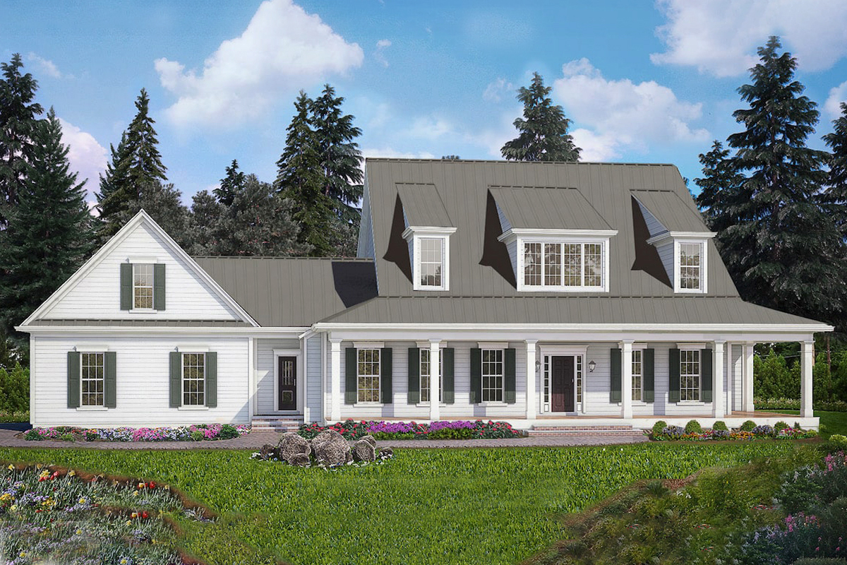 Front elevation of Cottage home (ThePlanCollection: House Plan #198-1042)