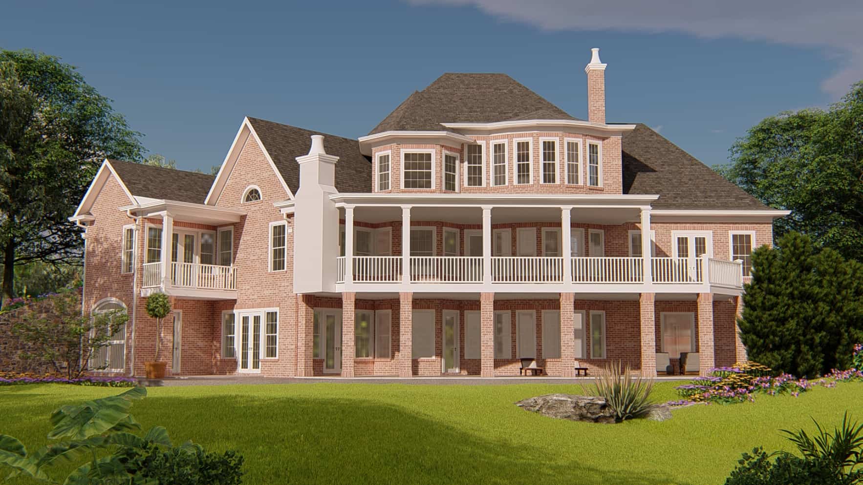 Rear View of this 4-Bedroom, 4135 Sq Ft Plan - 198-1043