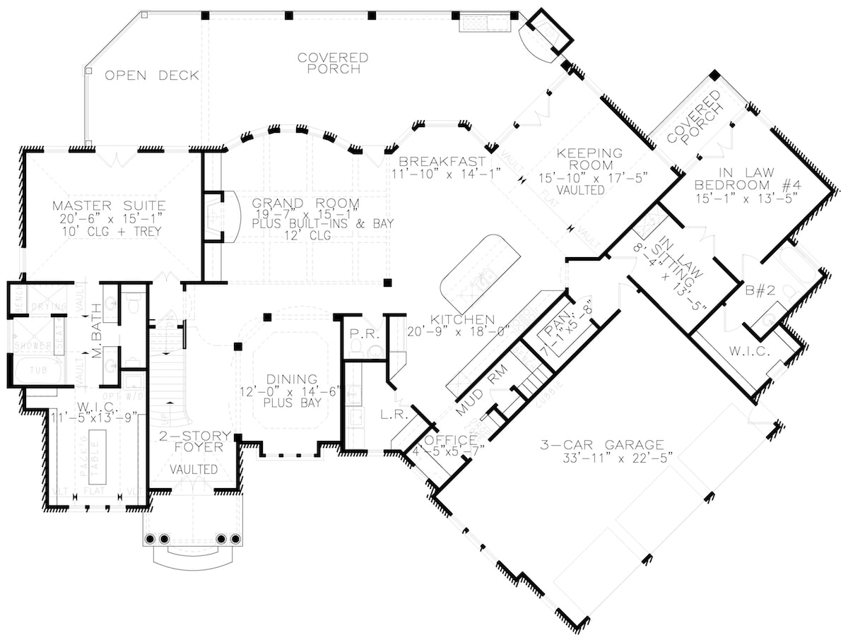 Floor Plan Main Level of Traditional Plan #198-1043
