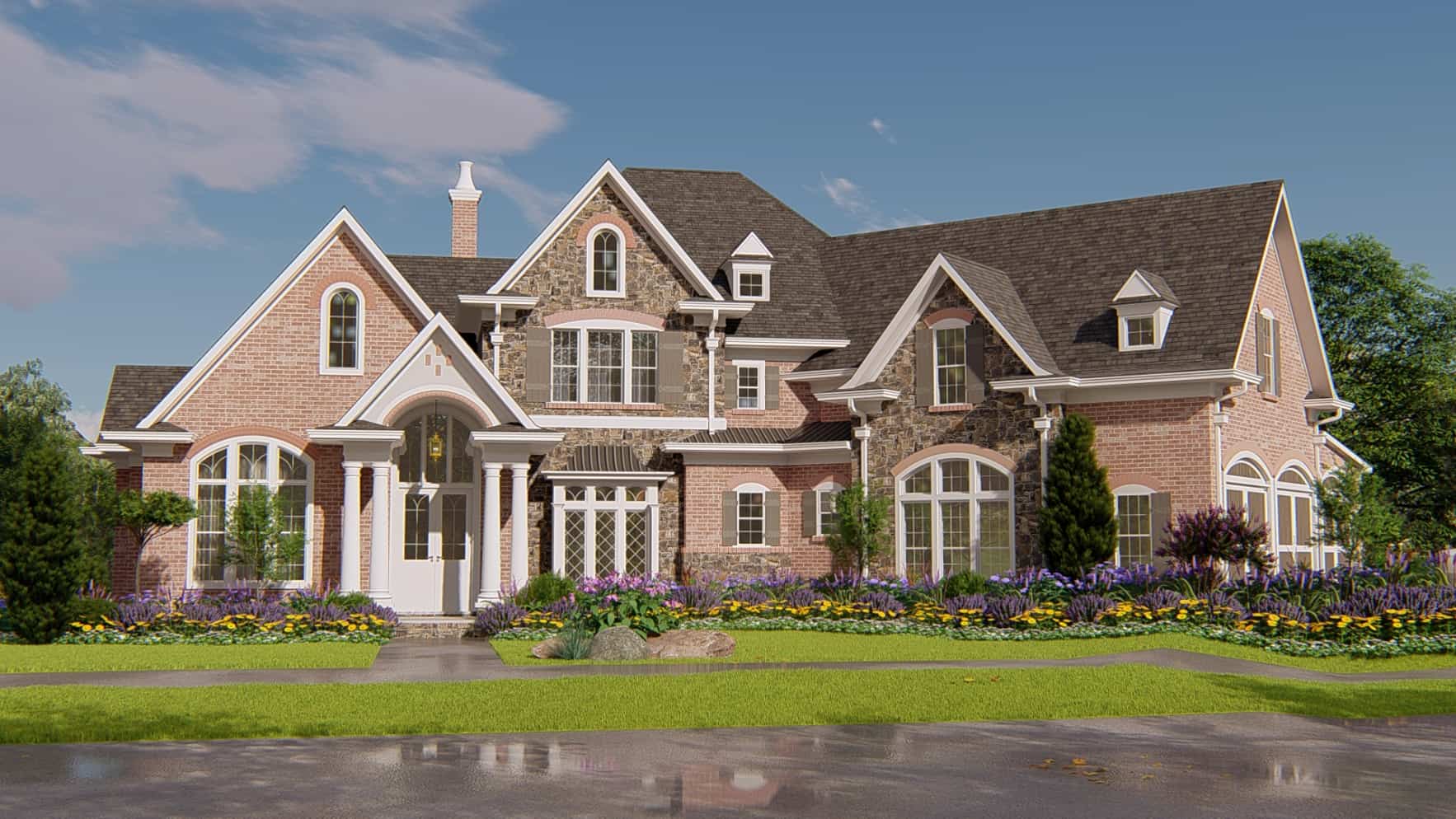 Front elevation of Traditional home (ThePlanCollection: House Plan #198-1043)