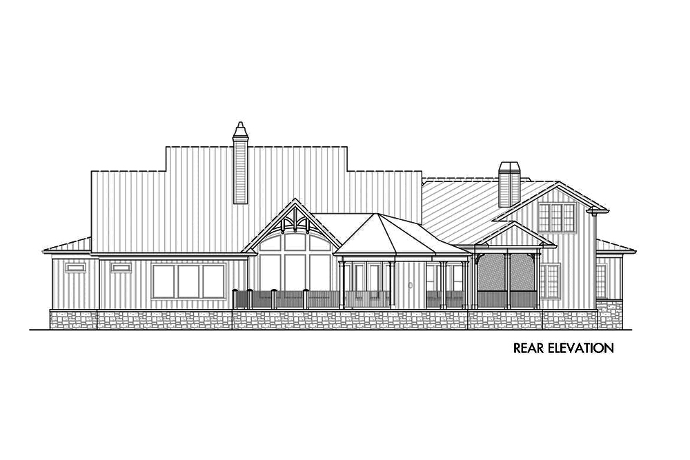 Home Plan Rear Elevation of this 4-Bedroom,3968 Sq Ft Plan -198-1044