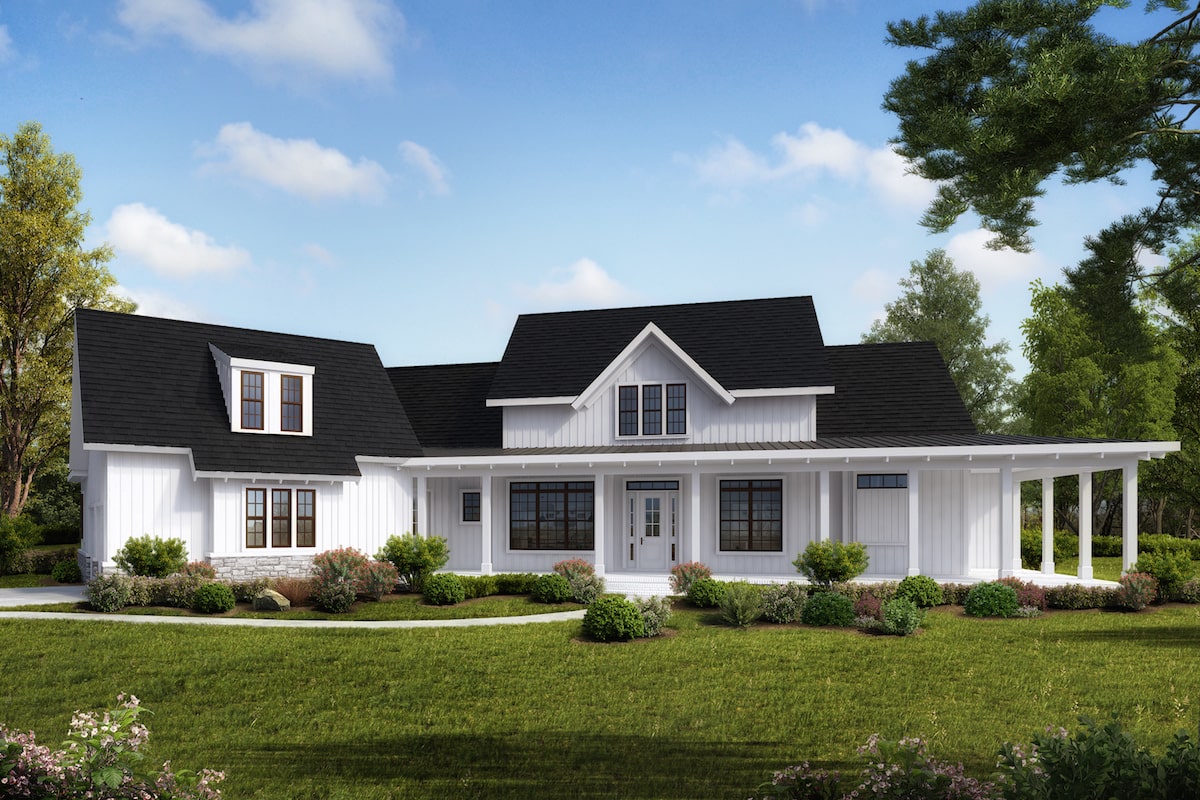 Front elevation of Cottage home (ThePlanCollection: House Plan #198-1044)