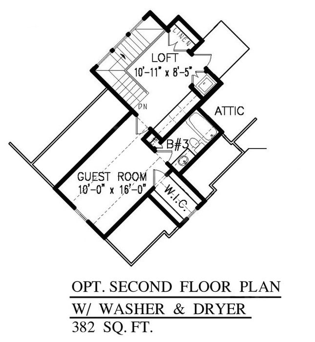 Floor Plan Upper Level of Cottage Plan #198-1045
