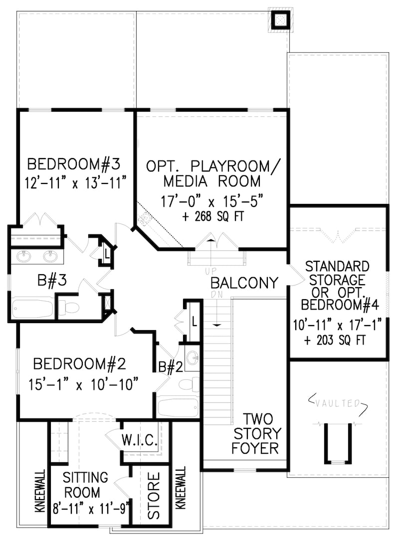 Floor Plan Upper Level of French Plan #198-1046