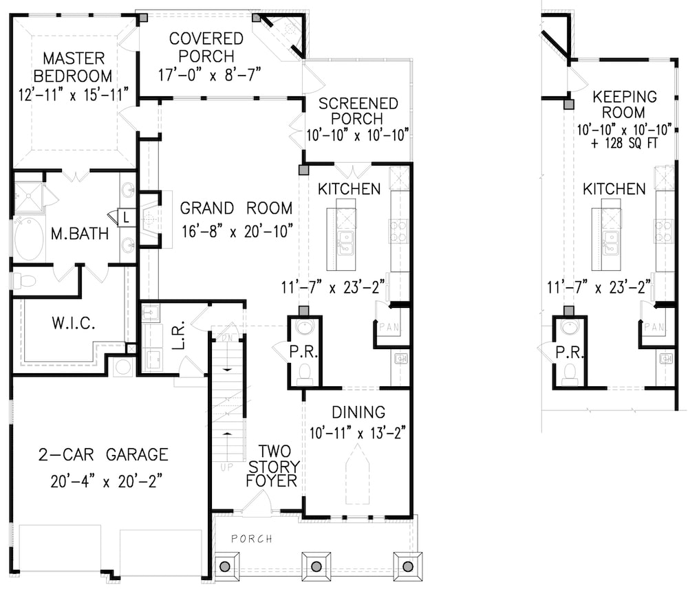 Floor Plan Main Level of Transitional Plan #198-1047