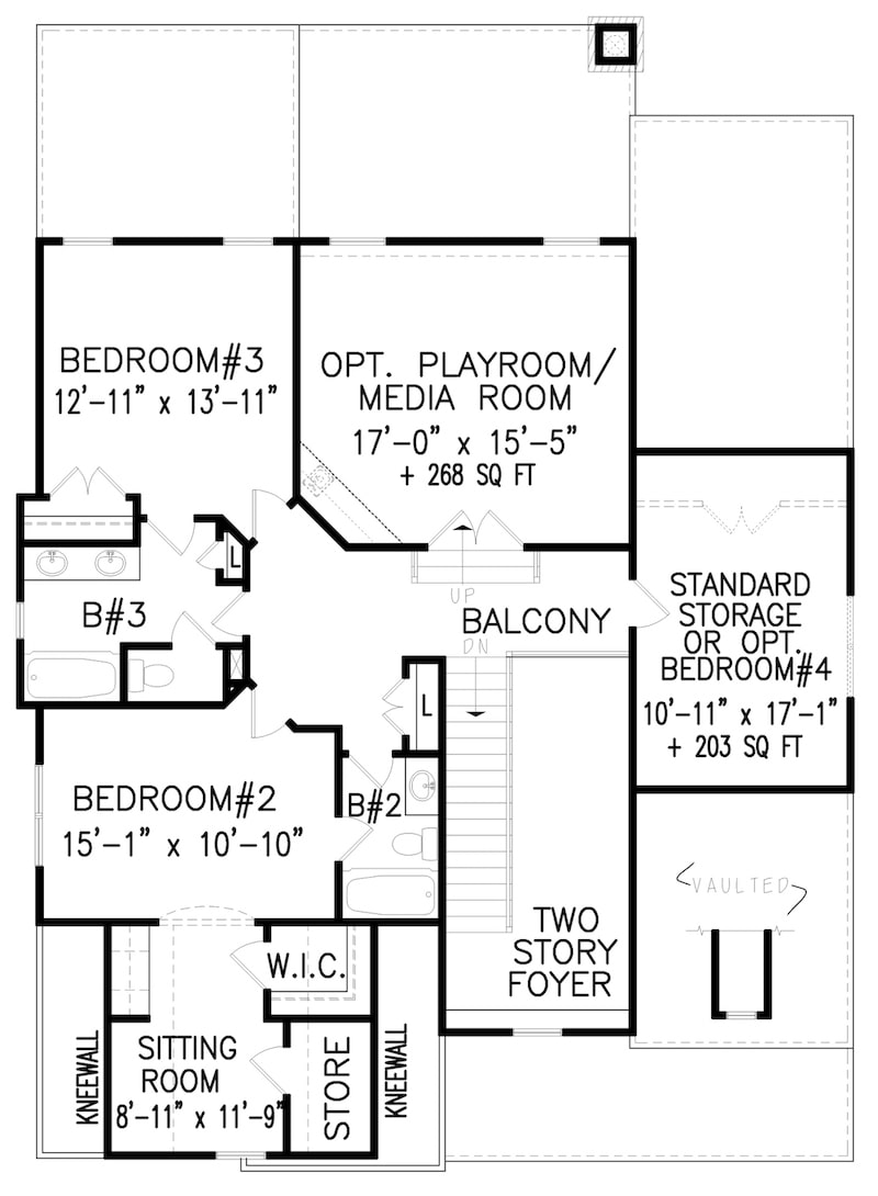 Floor Plan Upper Level of Transitional Plan #198-1047