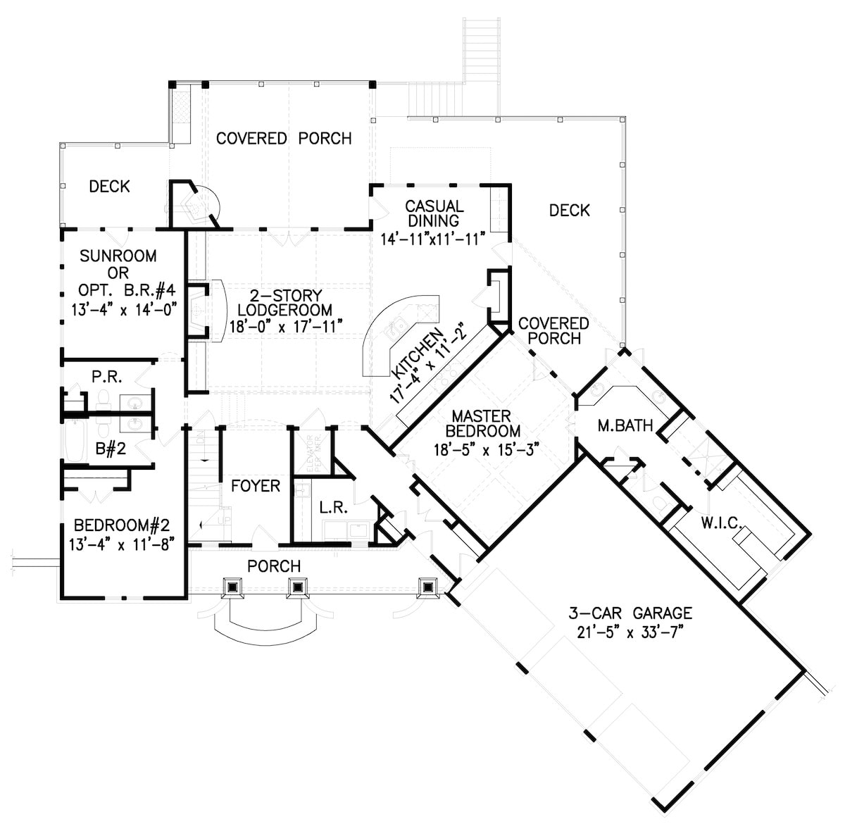 Floor Plan Main Level of Traditional Plan #198-1049