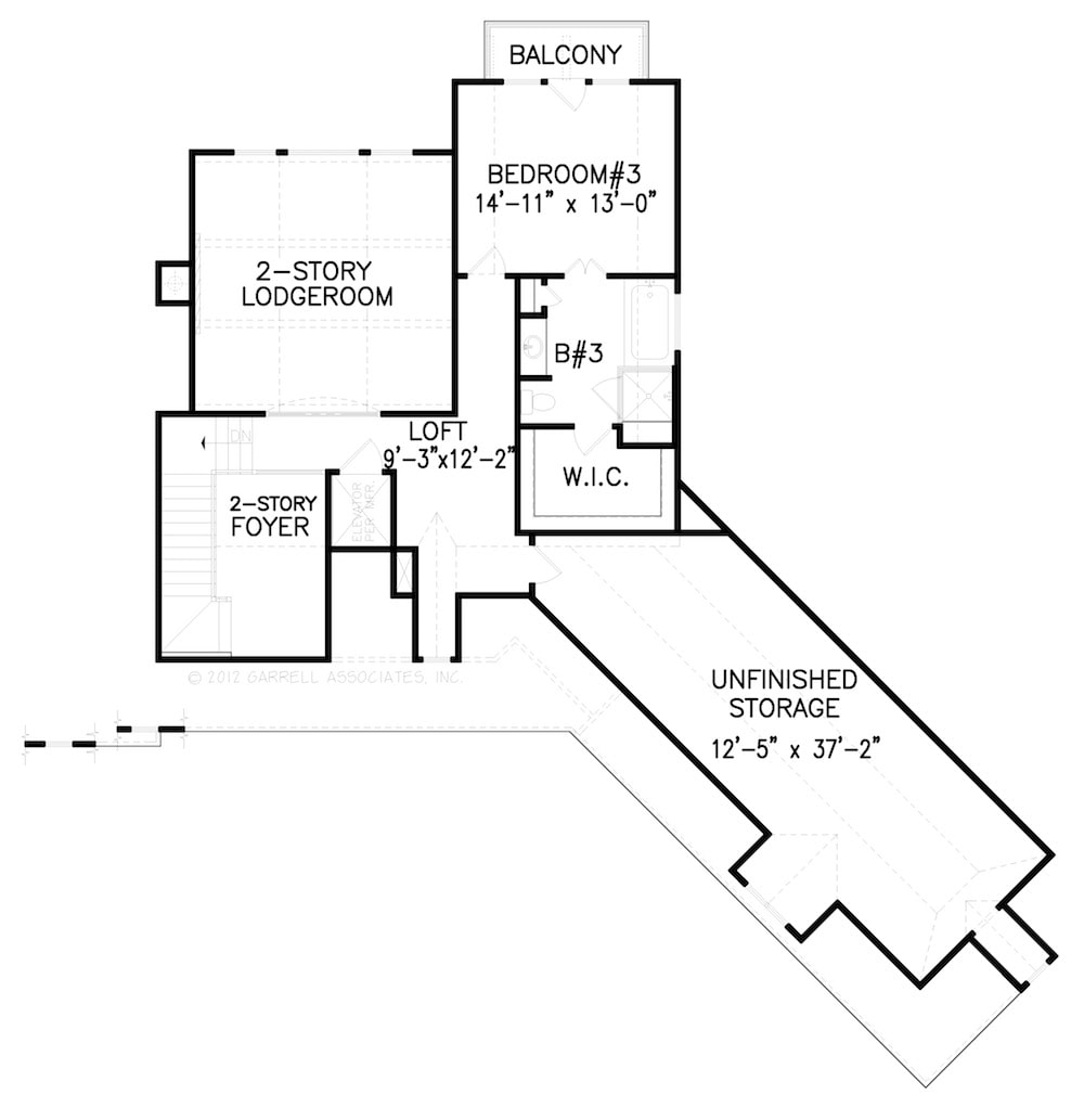 Floor Plan Upper Level of Traditional Plan #198-1049