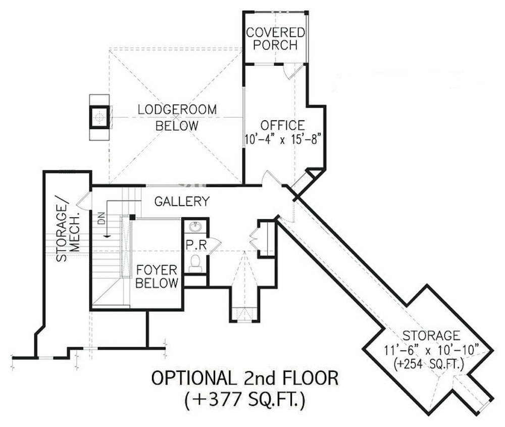 Floor Plan Upper Level of Cottage Plan #198-1050