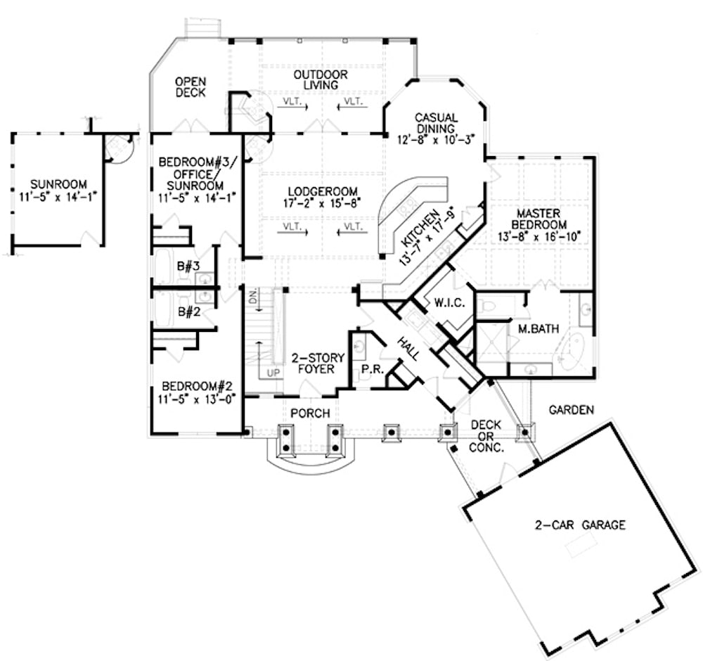 Floor Plan Main Level of Cottage Plan #198-1052