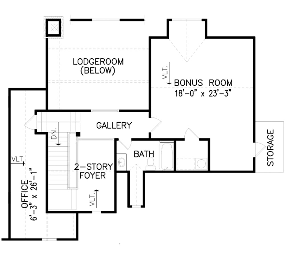 Floor Plan Upper Level of Cottage Plan #198-1052