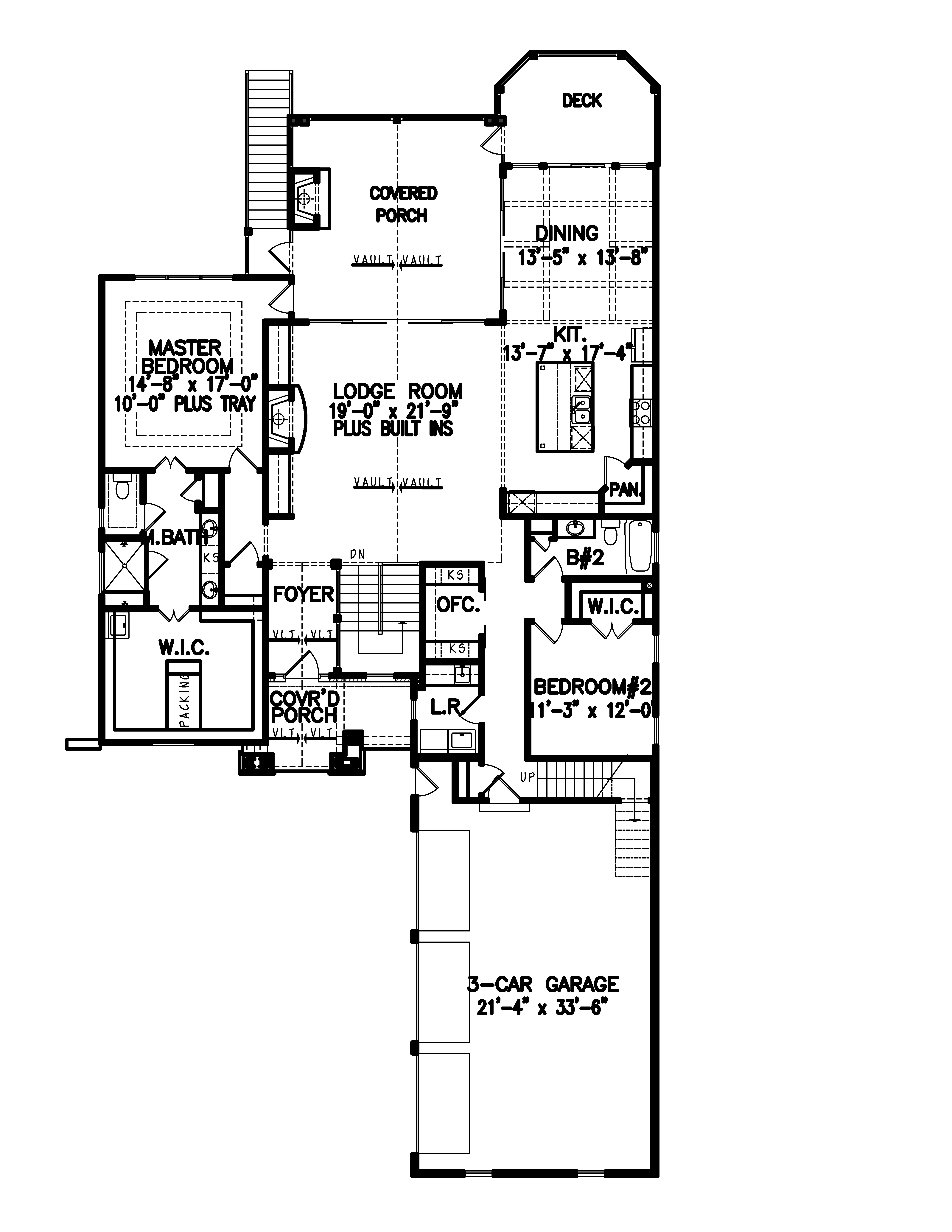 Floor Plan Main Level of Farmhouse Plan #198-1053