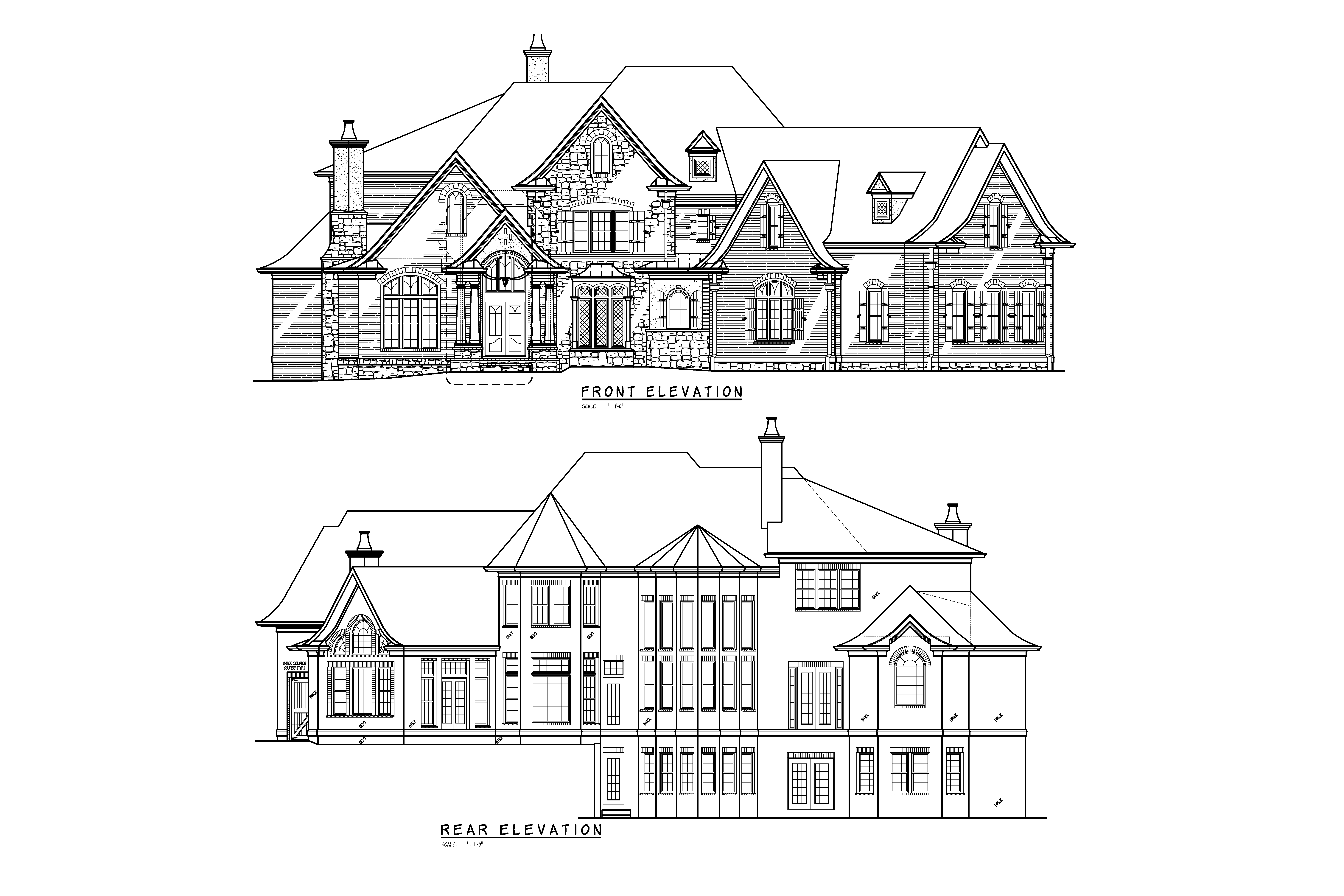 Home Plan Elevations of this 4-Bedroom,4376 Sq Ft Plan -198-1054