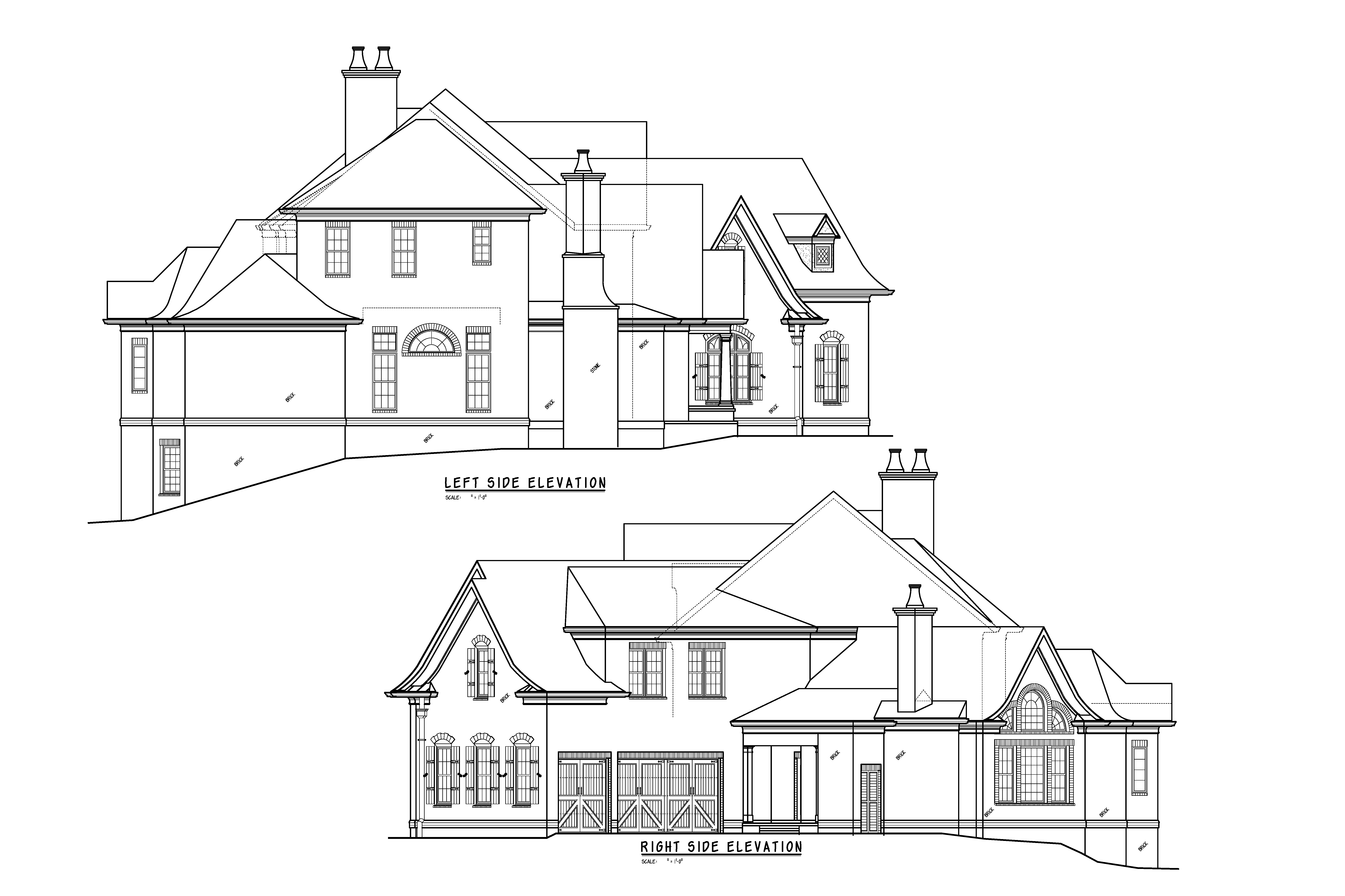 Home Plan Elevations of this 4-Bedroom,4376 Sq Ft Plan -198-1054