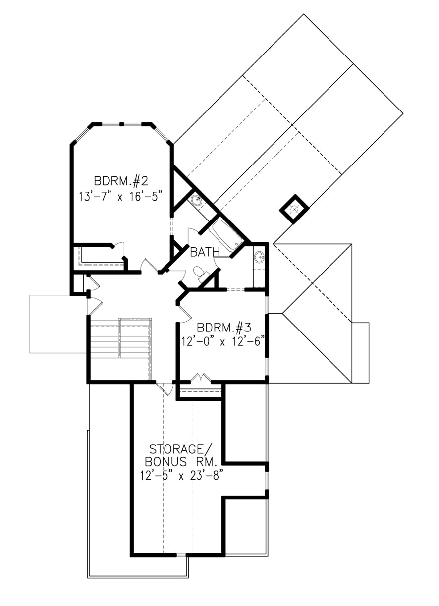 Floor Plan Upper Level of Coastal Plan #198-1055