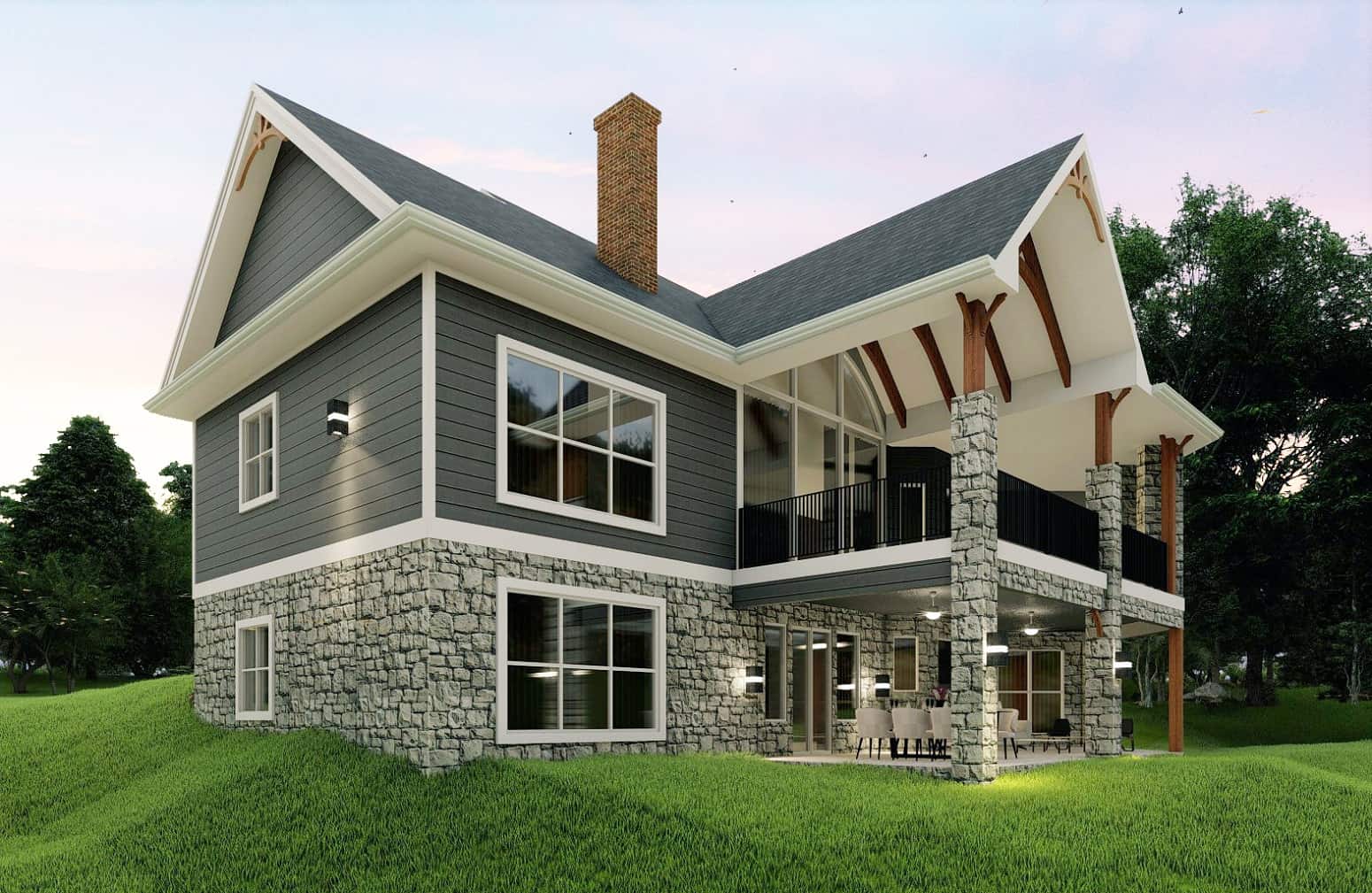 Rear View of this 3-Bedroom, 1729 Sq Ft Plan - 198-1056