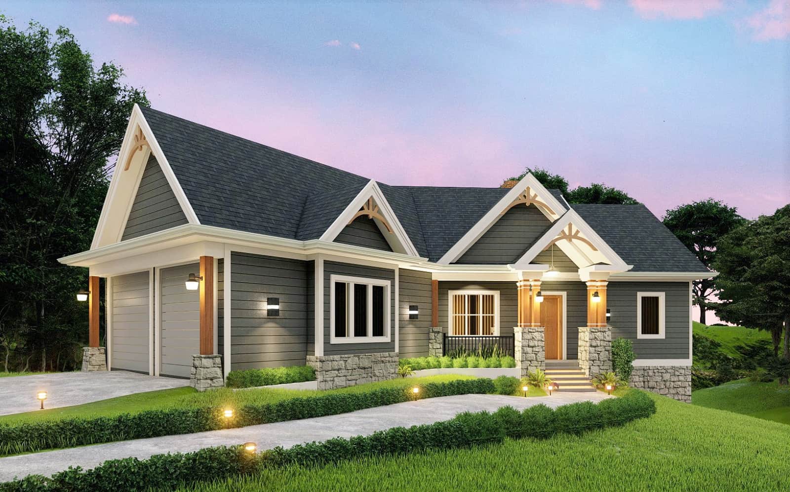 Front View of this 3-Bedroom, 1729 Sq Ft Plan - 198-1056