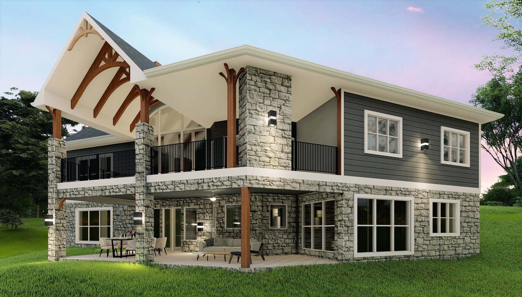 Rear View of this 3-Bedroom, 1729 Sq Ft Plan - 198-1056