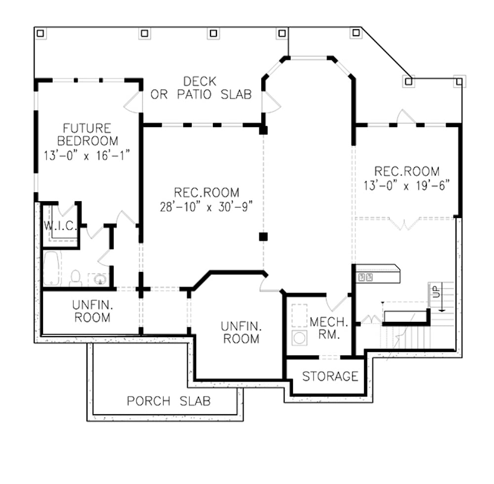 Floor Plan Basement of Cottage Plan #198-1061