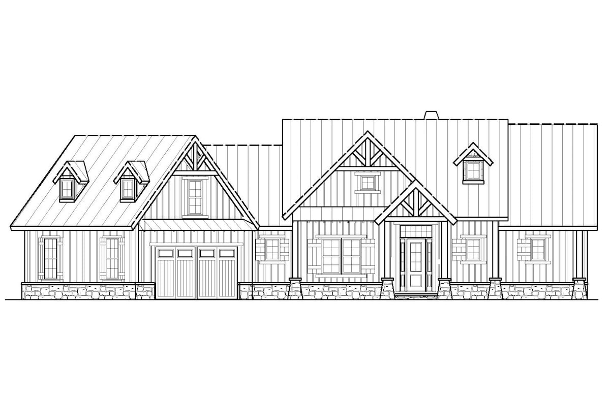 Home Plan Front Elevation of this 4-Bedroom,3123 Sq Ft Plan -198-1062