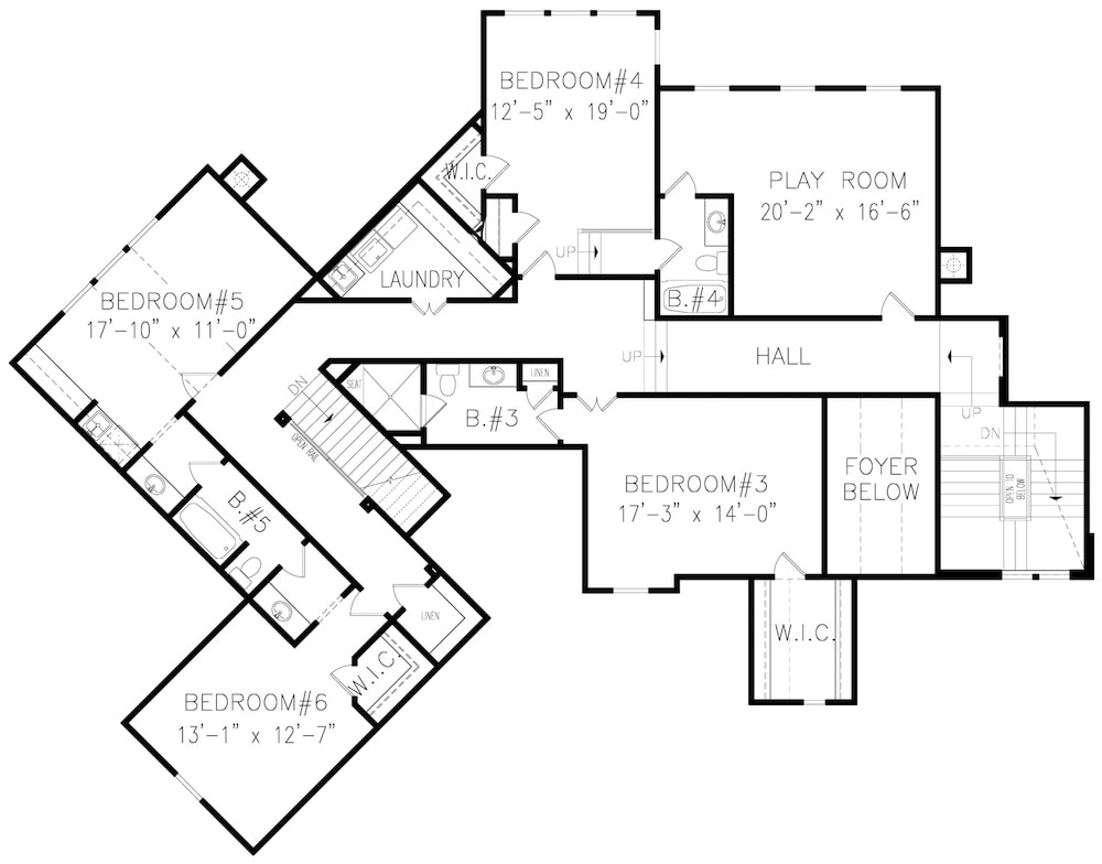 Floor Plan Upper Level of Cottage Plan #198-1066