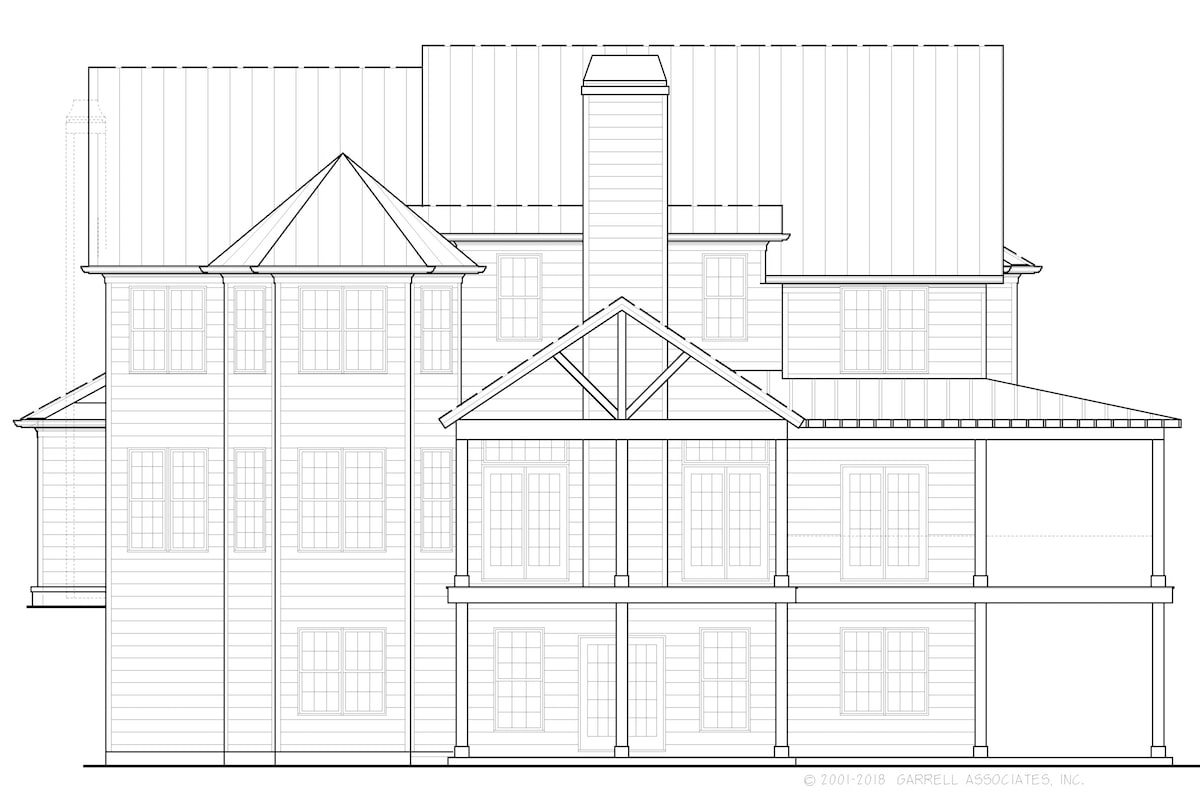 Home Plan Rear Elevation of this 5-Bedroom,3314 Sq Ft Plan -198-1068