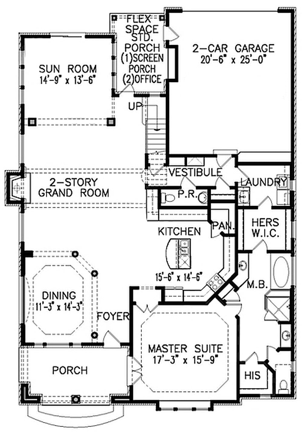 Floor Plan Main Level of Tudor Plan #198-1069