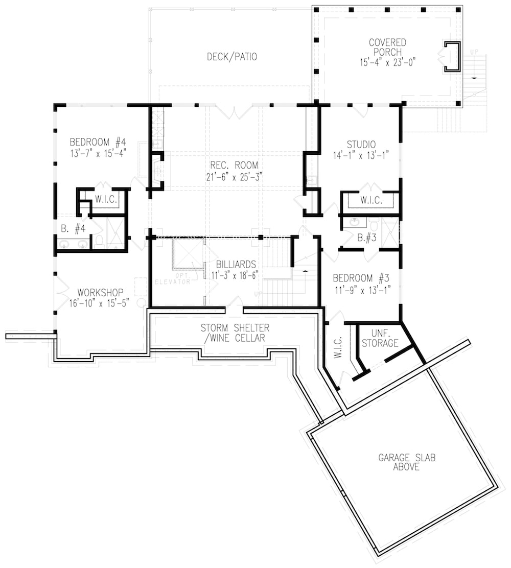 Floor Plan Basement of Cottage Plan #198-1070