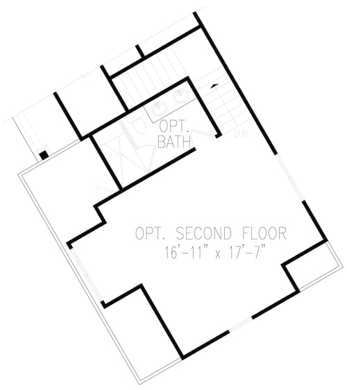 Floor Plan Upper Level of Cottage Plan #198-1070