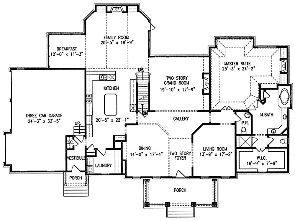 Floor Plan Main Level of Southern Plan #198-1071