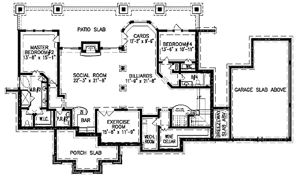 Floor Plan Basement of Cottage Plan #198-1074