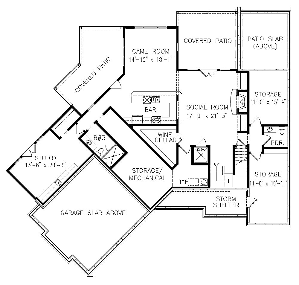 Floor Plan Basement of Cottage Plan #198-1079