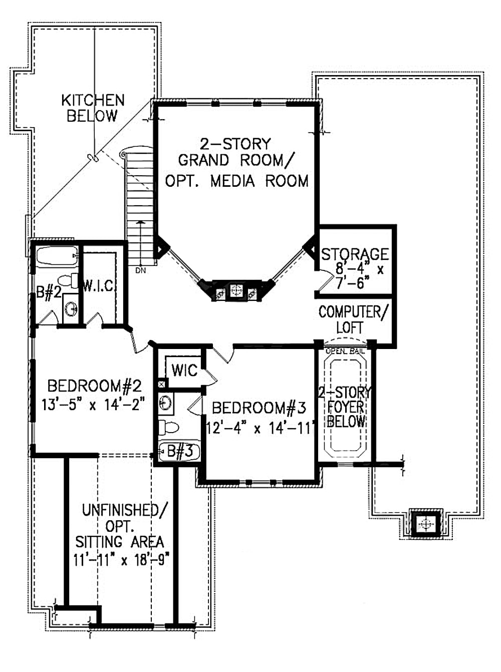 Floor Plan Upper Level of Cottage Plan #198-1081