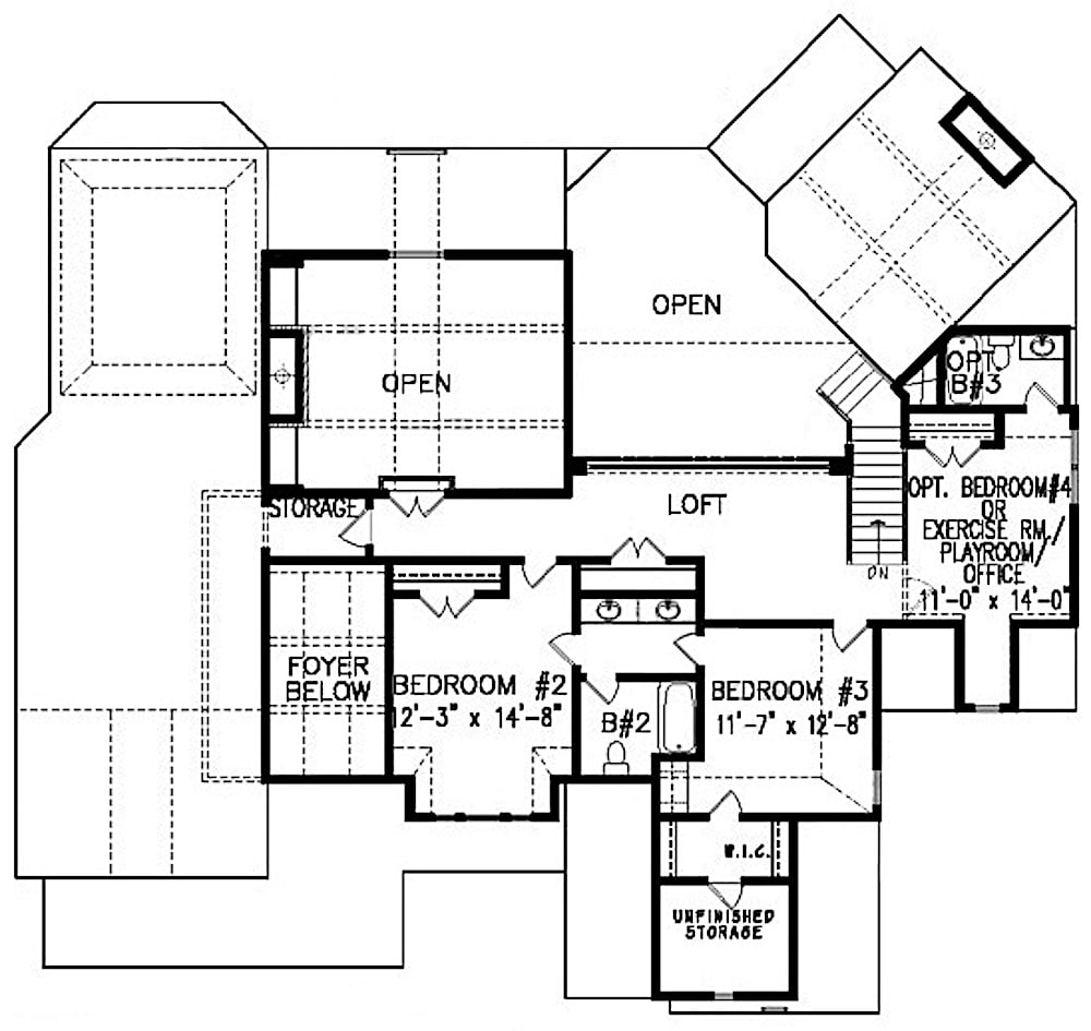 Floor Plan Upper Level of Cottage Plan #198-1082