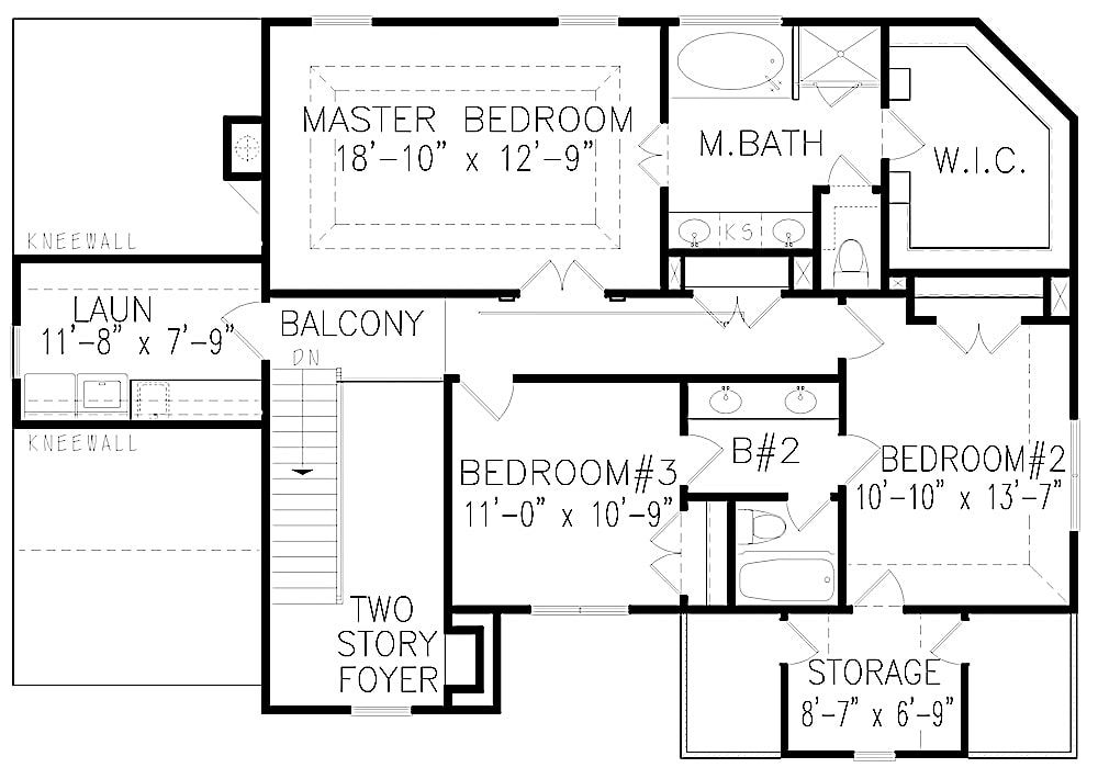 Floor Plan Upper Level of Craftsman Plan #198-1083