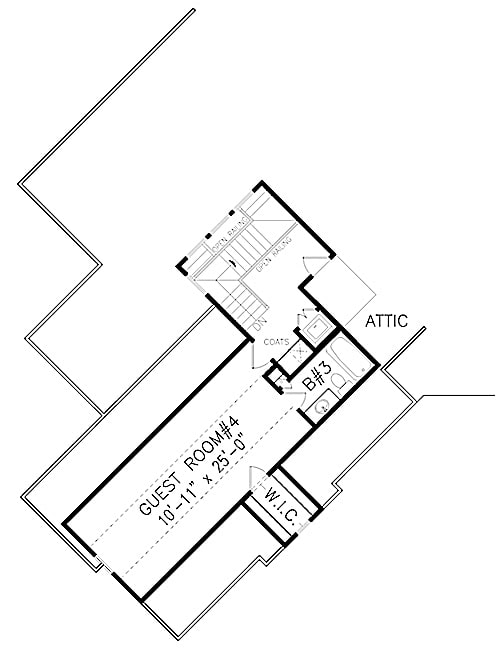 Floor Plan Upper Level of Cottage Plan #198-1086