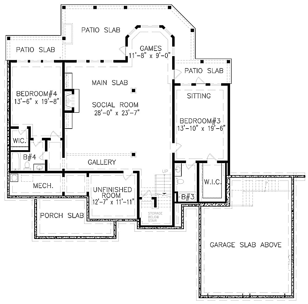 Floor Plan Basement of Cottage Plan #198-1088
