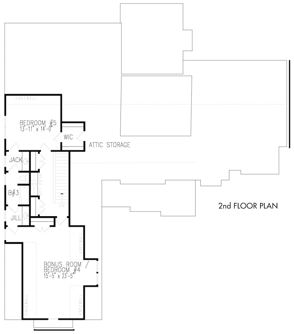 Floor Plan Upper Level of Cottage Plan #198-1092
