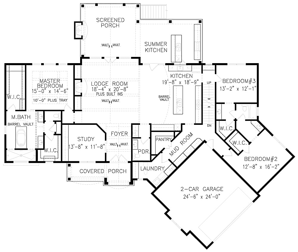 Floor Plan Main Level of Rustic Plan #198-1094